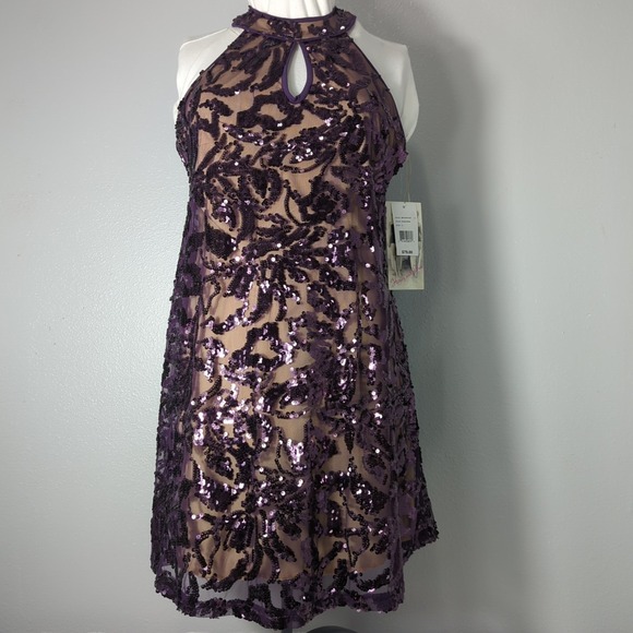 Honey & Rosie Womens Size Small Purple Sequins Sleeveless Short Formal‎ Dress 81 - Picture 1 of 11
